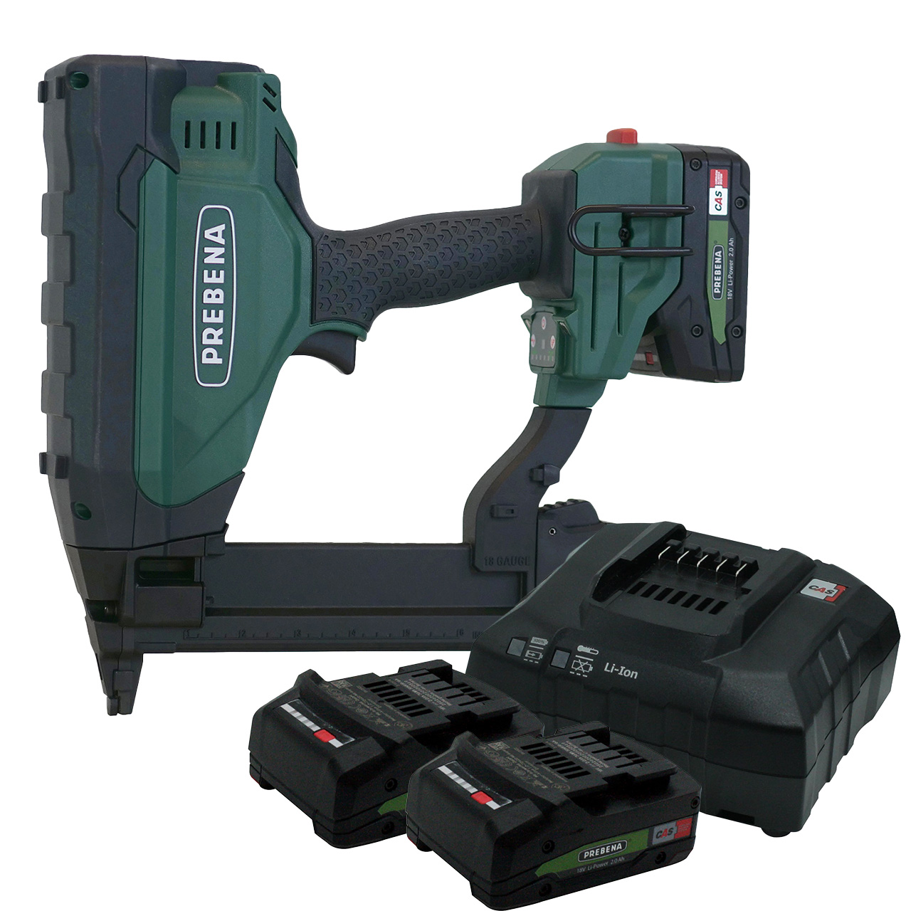 PREBENA PKT-3-ES40-SET22 Akku-Nagler für Heftklammern der Type ES von 15-40 mm + 2 Stck. AKKU18-2,0-LI-POWER + AKKU-STATION12-36