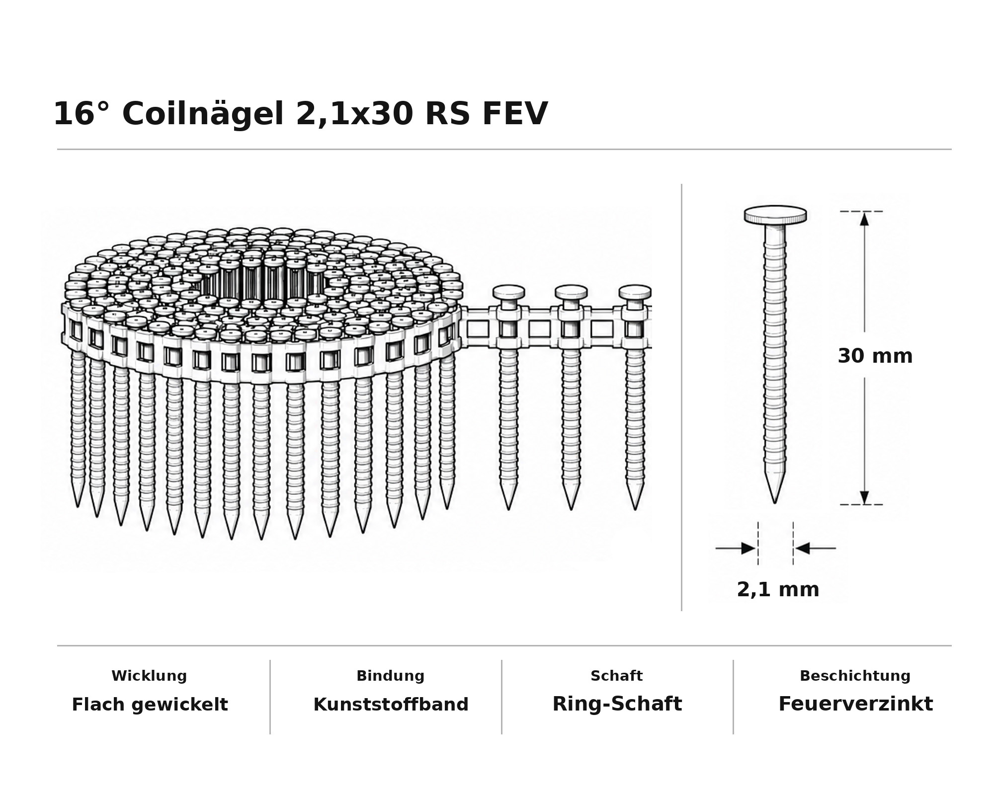 16° Coilnägel 2,1x30 RS FEV