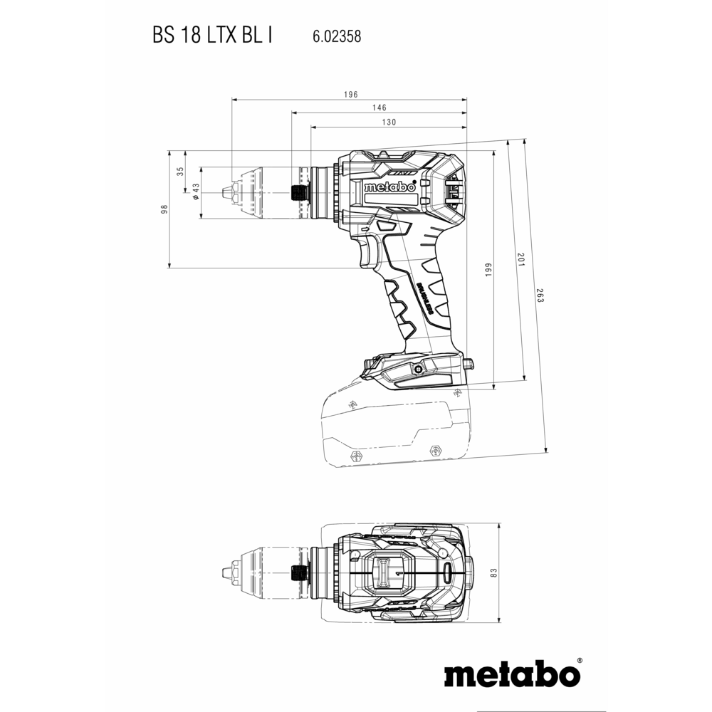 Metabo Akku-Bohrschrauber BS 18 LTX BL I (metaBOX 145 L)