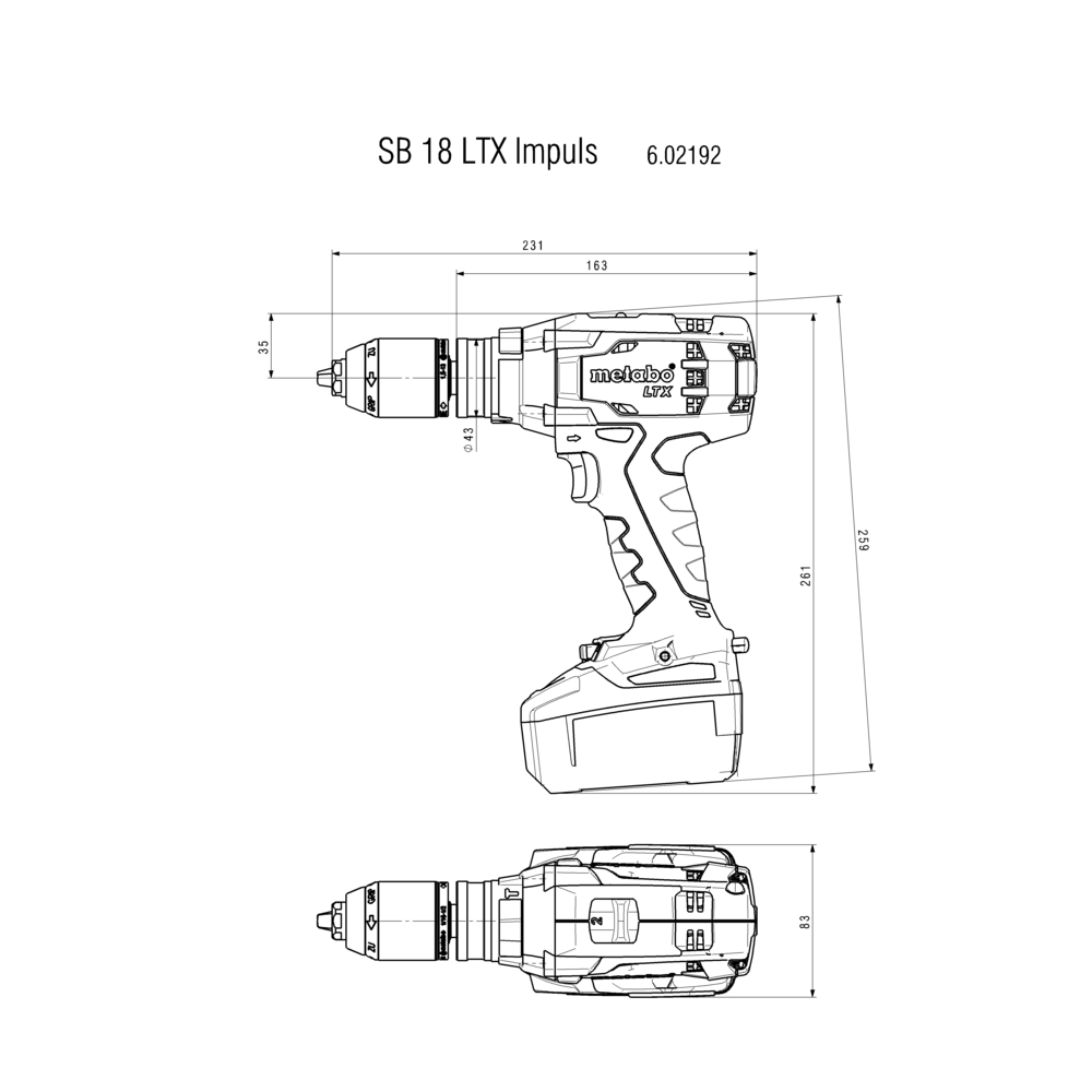 Metabo Akku-Schlagbohrschrauber SB 18 LTX Impuls (ohne Akku, metaBOX 145 L)