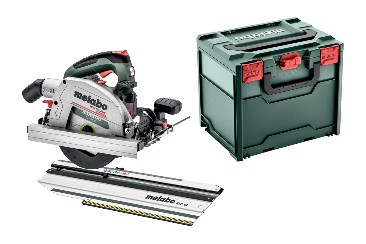 Metabo Akku-Handkreissäge KS 18 LTX 66 BL Set (ohne Akku, Kappschiene KFS 44)