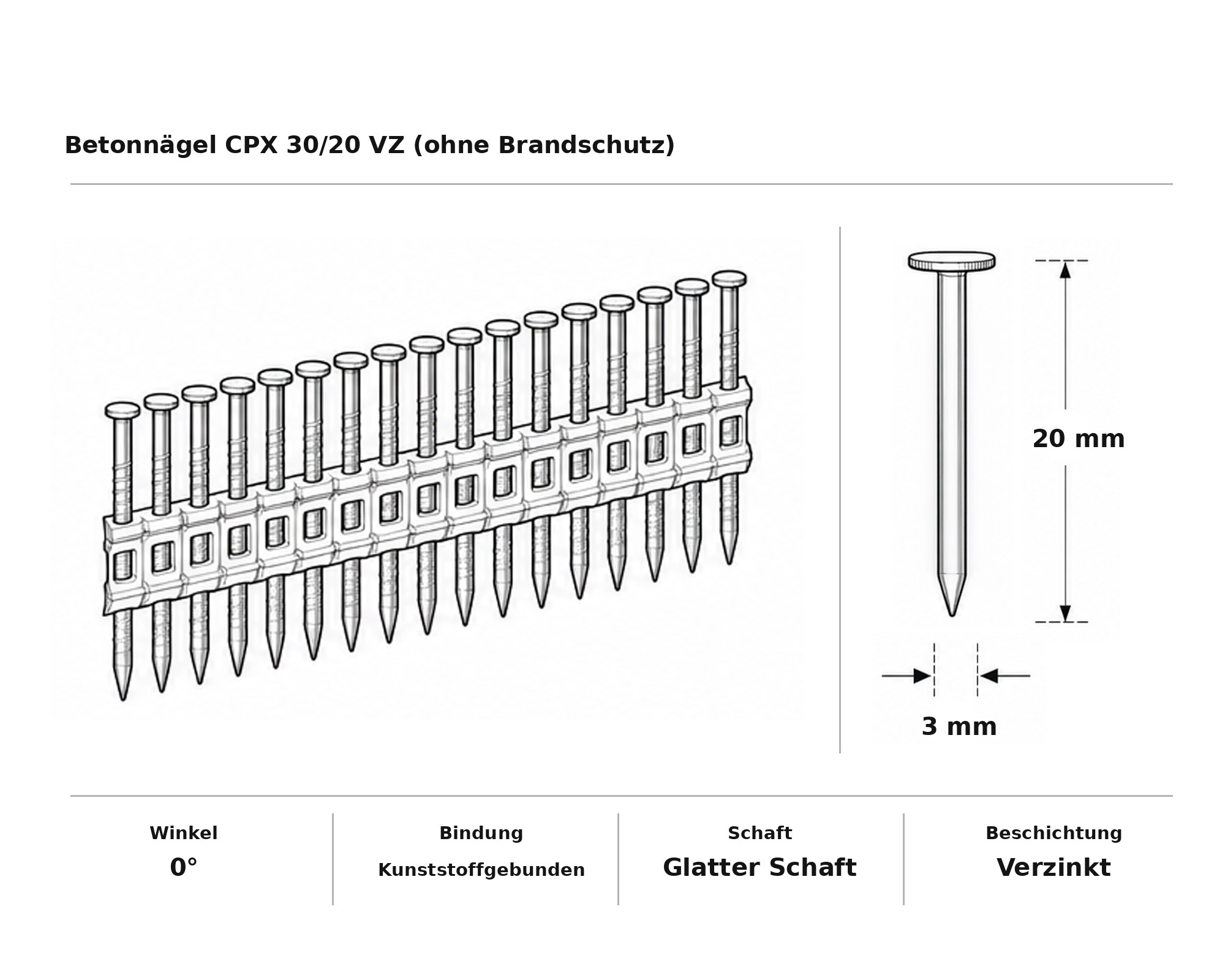 Betonnägel CPX 30/20 VZ (ohne Brandschutz)