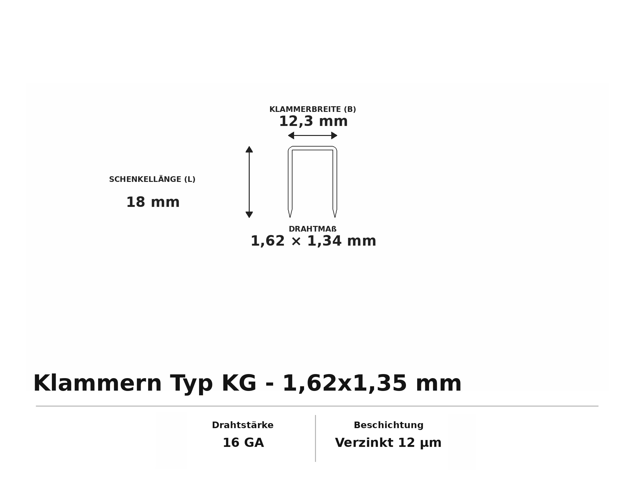 Klammern Typ KG - 1,62x1,35 mm