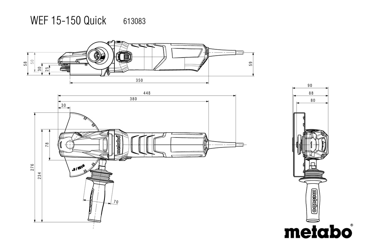 Metabo Flachkopf-Winkelschleifer WEF 15-150 Quick