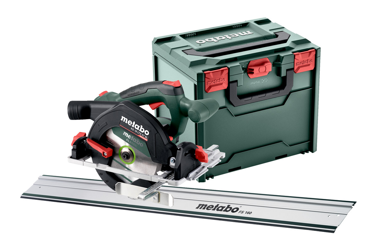 Metabo Akku-Handkreissäge KS 18 LTX 57 BL (metaBOX 340, Führungsschiene FS 160, Metabox)