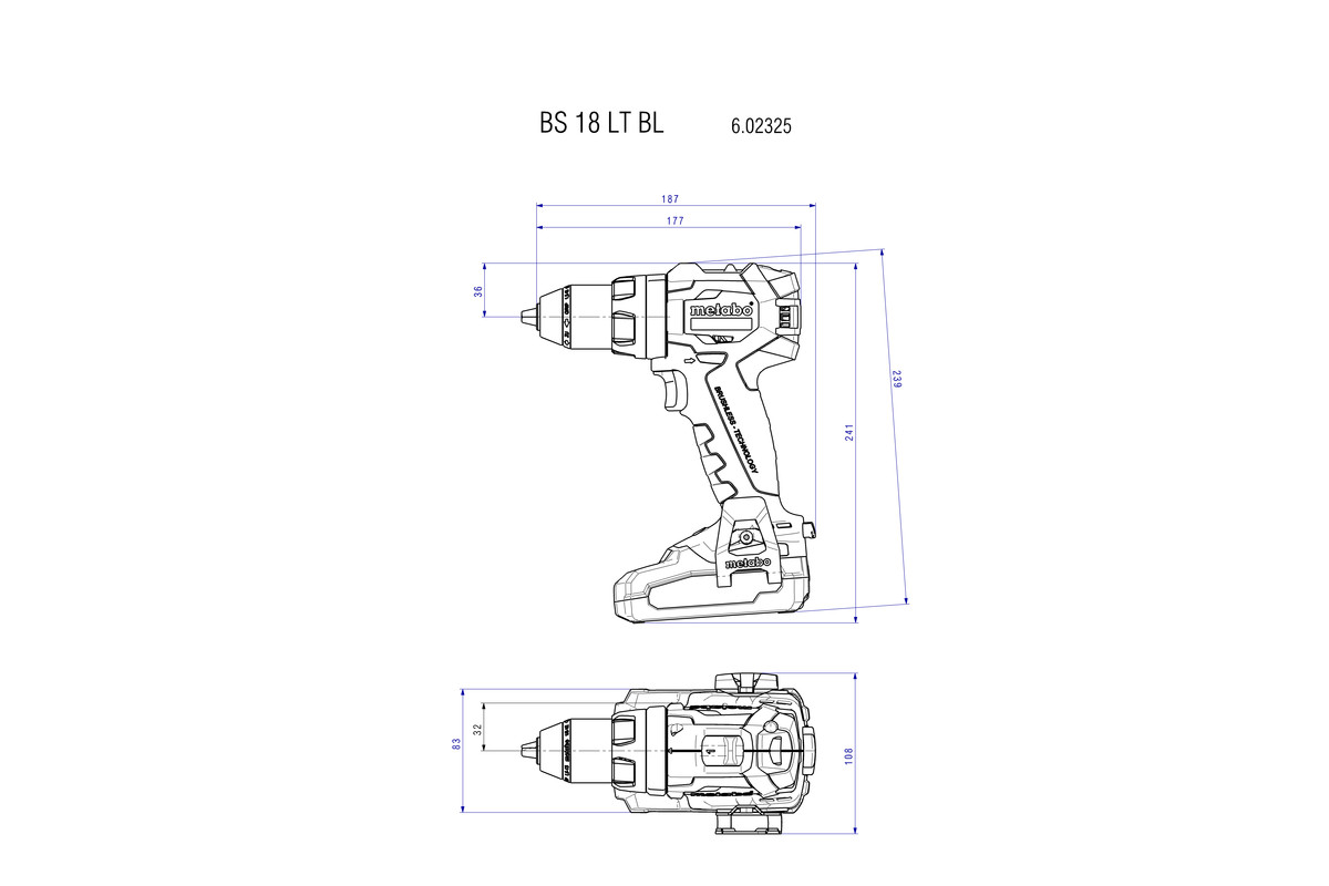 Metabo Akku-Bohrschrauber BS 18 LT BL (ohne Akku, Karton)