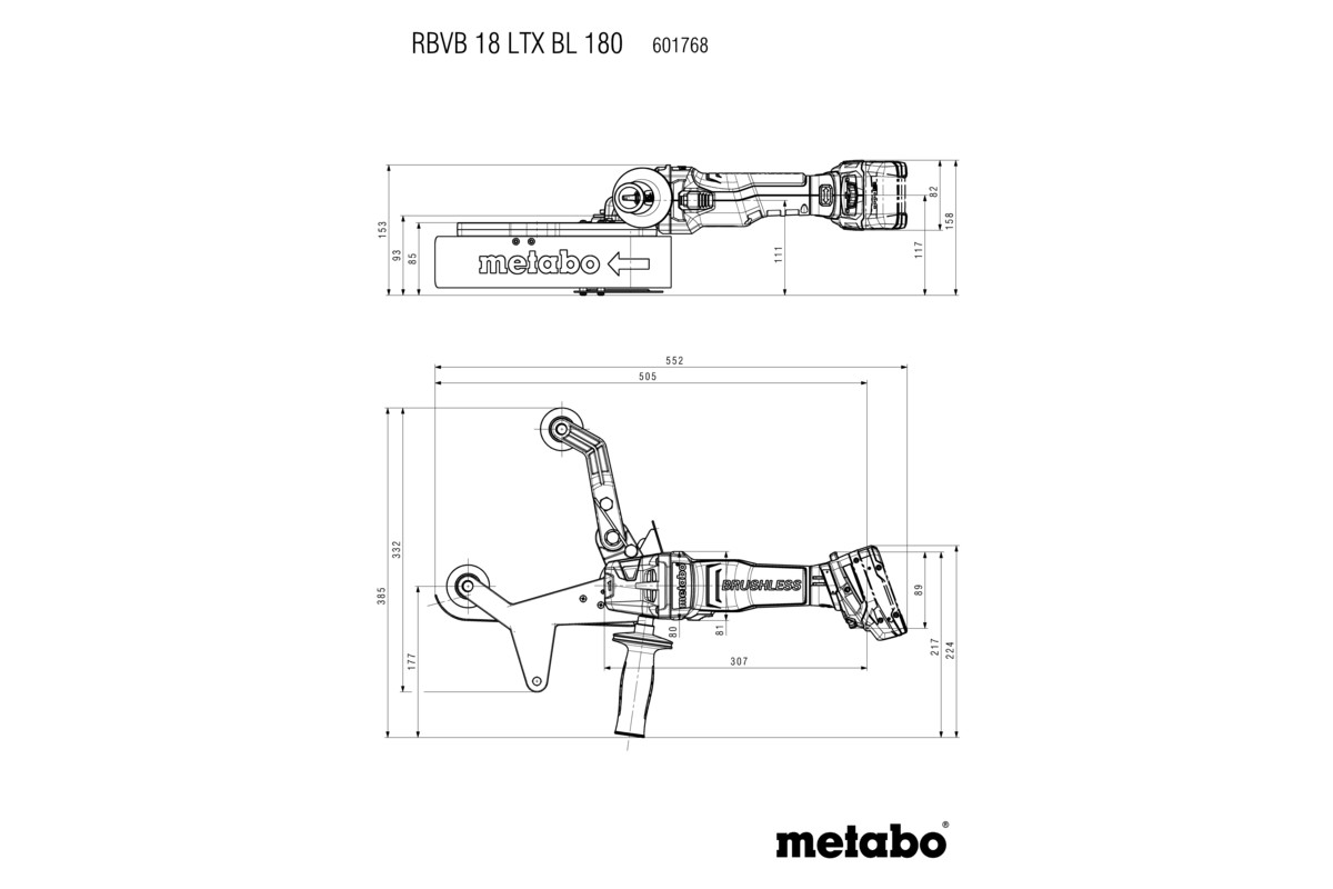 Metabo Akku-Rohrbandschleifer RBVB 18 LTX BL 180