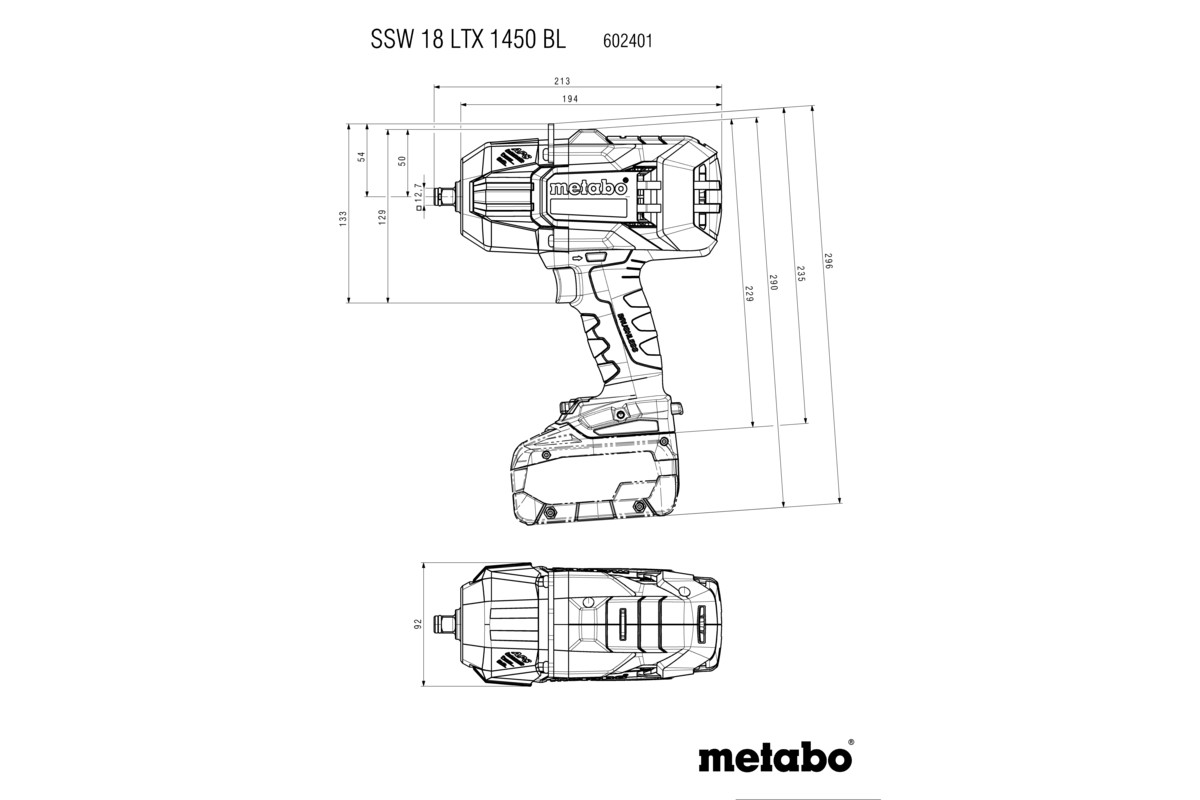 Metabo Akku-Schlagschrauber SSW 18 LTX 1450 BL (ohne Akku, Karton)