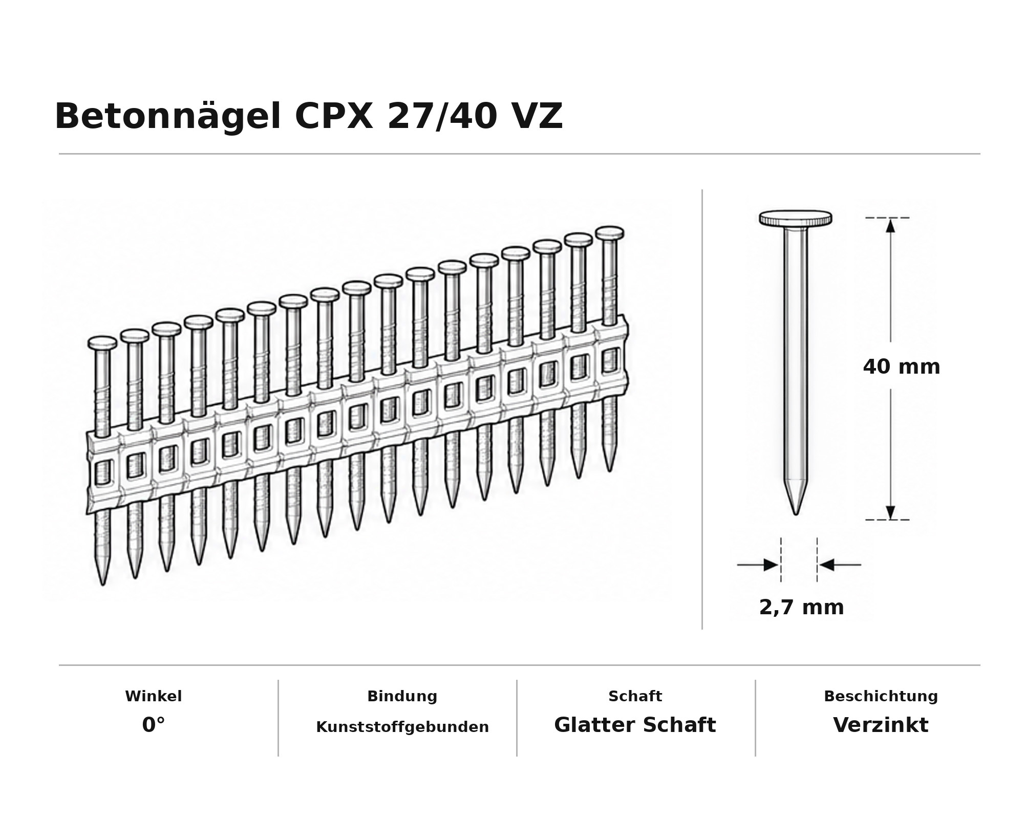 Betonnägel CPX 27/40 VZ