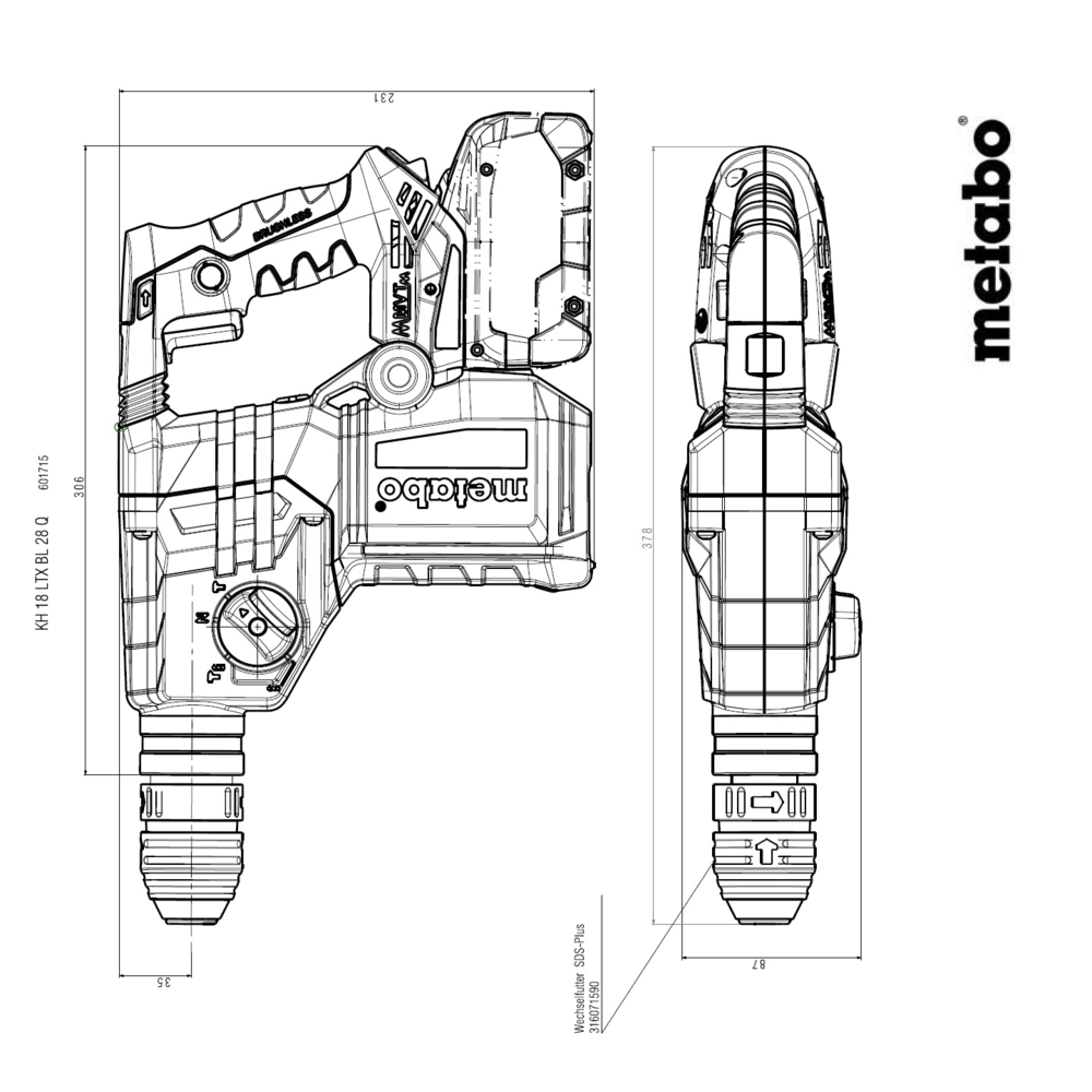 Metabo Akku-Kombihammer KH 18 LTX 28 BL Q Set ISA
