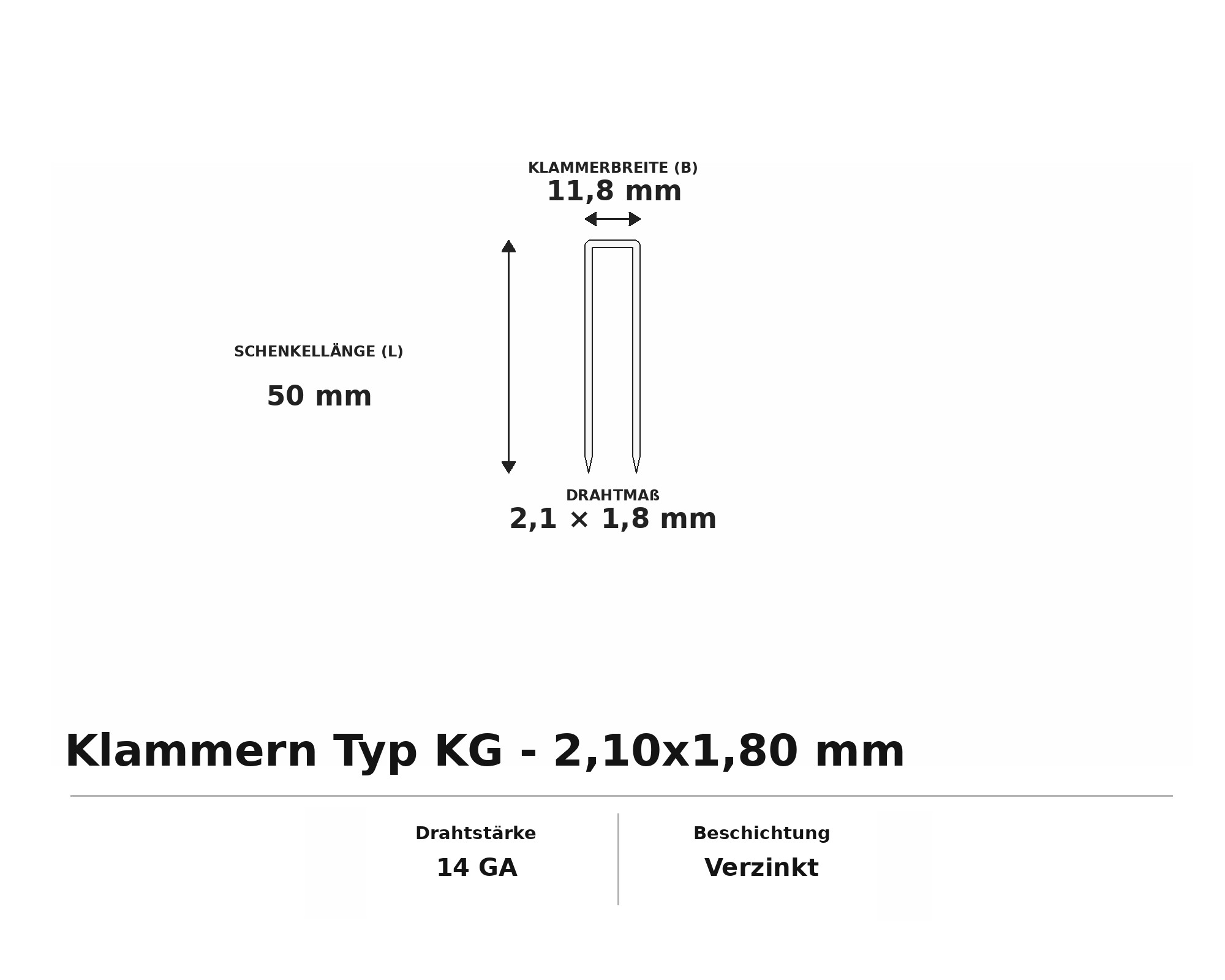 Klammern Typ KG - 2,10x1,80 mm