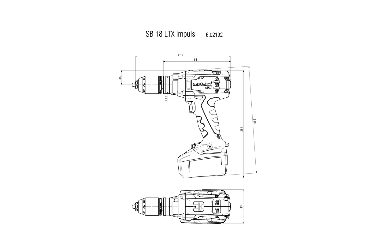Metabo Akku-Schlagbohrschrauber SB 18 LTX Impuls (ohne Akku, metaBOX 145 L)