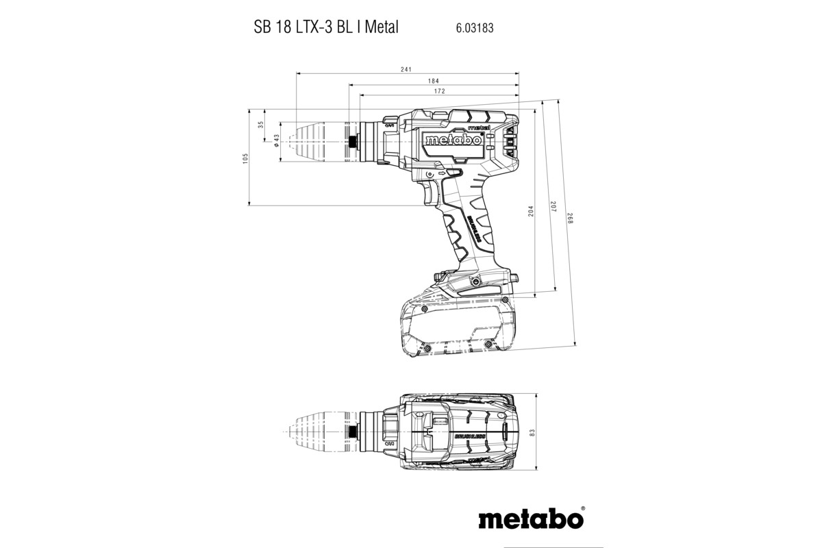 Metabo Akku-3-Gang-Schlagbohrschrauber SB 18 LTX-3 BL I Metal (ohne Akku, Karton)