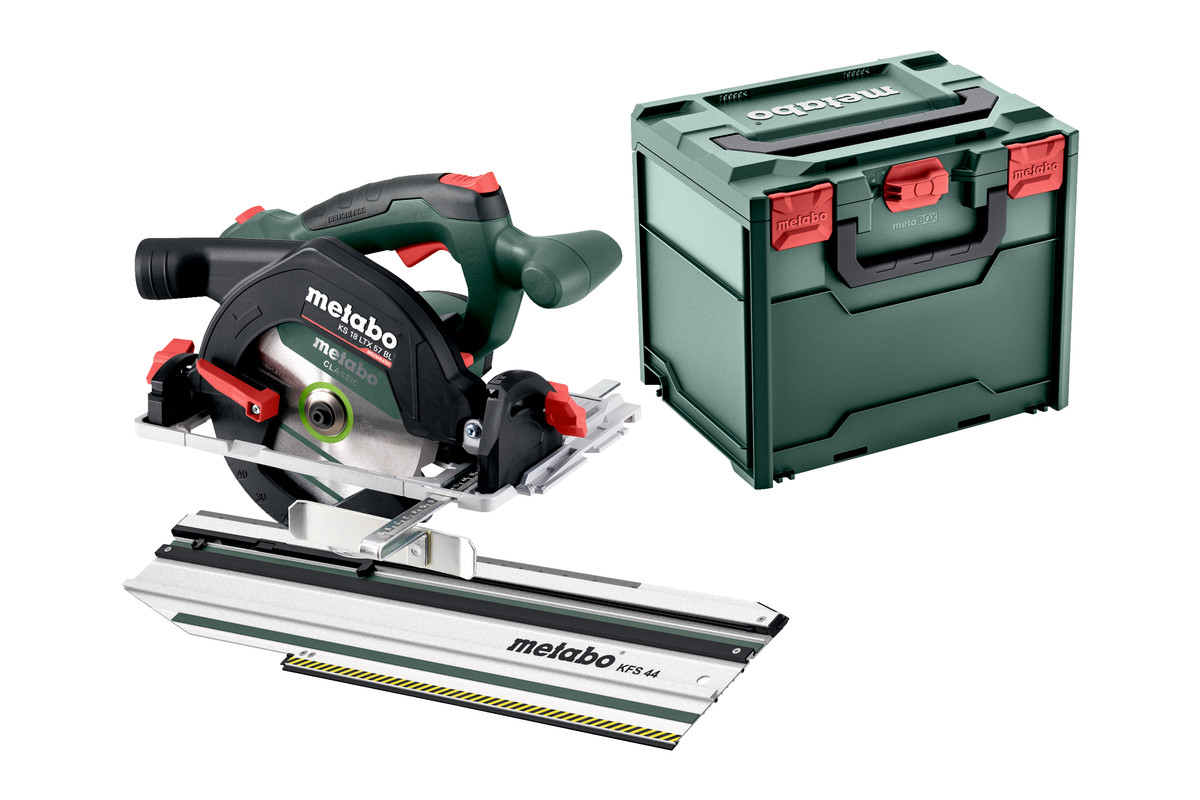 Metabo Akku-Handkreissäge KS 18 LTX 57 BL (metaBOX 340, Kappschiene KFS 44, Metabox)