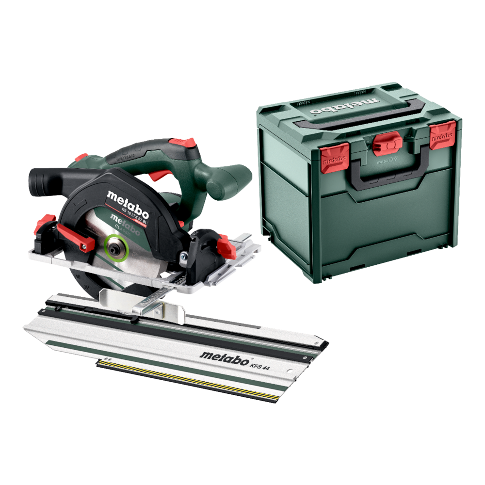 Metabo Akku-Handkreissäge KS 18 LTX 57 BL (metaBOX 340, Kappschiene KFS 44, Metabox)